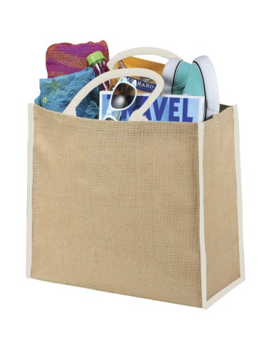 Bolsa Tote de yute con bordes contrastados...