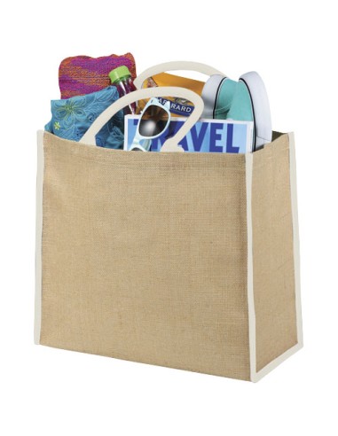 Bolsa Tote de yute con bordes contrastados...