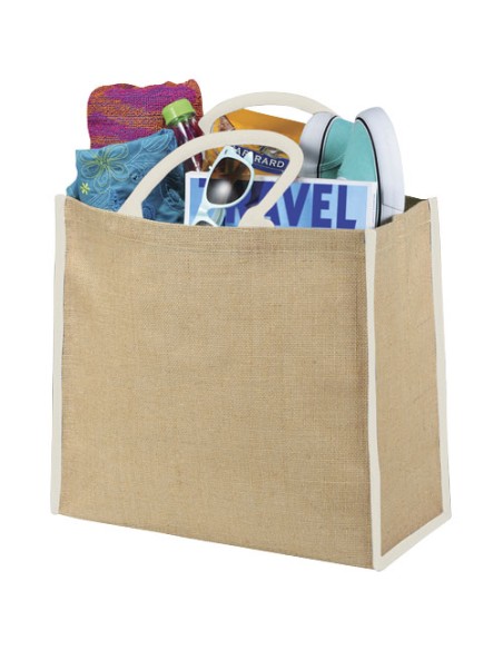 Bolsa Tote de yute con bordes contrastados Personalizada 6120182