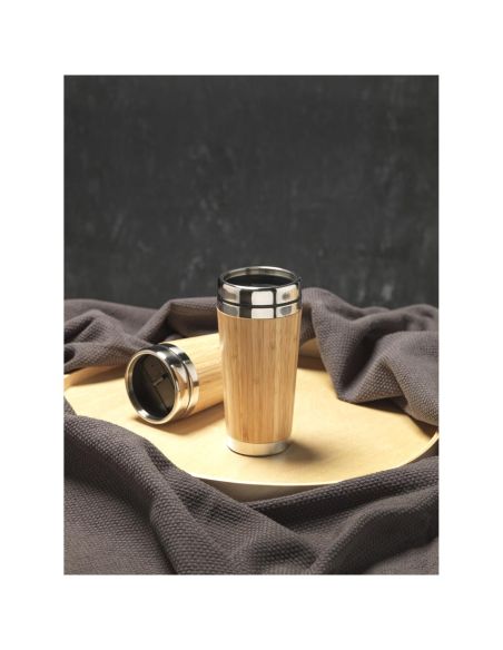 Vaso de 450 ml con exterior de bambú Personalizado 6100636