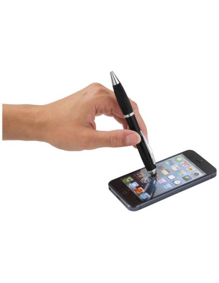 Bolígrafo stylus de color con empuñadura negra (tinta azul) Personalizado 6106903