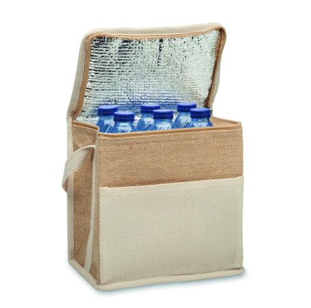 Bolsa nevera de yute y lona 3L Personalizada 7MO2503