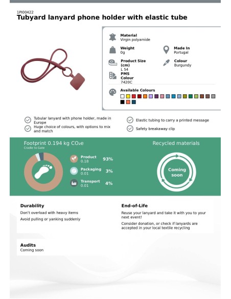 Lanyard con soporte para teléfono con tubo elástico personalizado