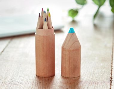 Estuche madera de 6 lápices Personalizada 7MO9875