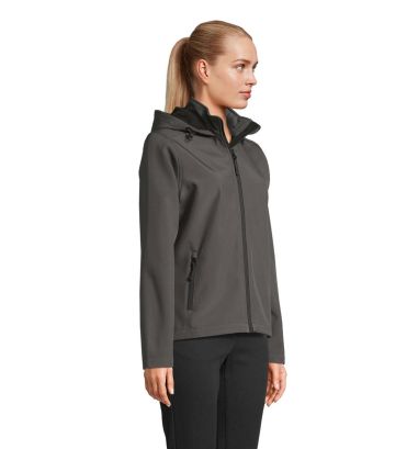 Chaqueta con capucha Race Women en gris antracita, vista de perfil