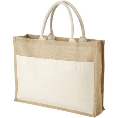 Bolsa tote de yute con bolsillo de algodón