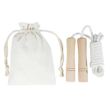 Cuerda de saltar de madera en bolsa de algodón Personalizada 6127020