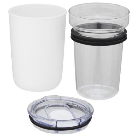 Vaso de vidrio de 420 ml con pared exterior de plástico reciclado Personalizado 6100675