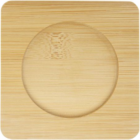 Dos tazas de vidrio de doble pared de 250 ml con posavasos de bambú Personalizada 6113315