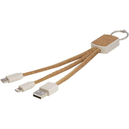 Cable de carga 3 en 1 de paja de trigo y corcho Personalizada 6124294