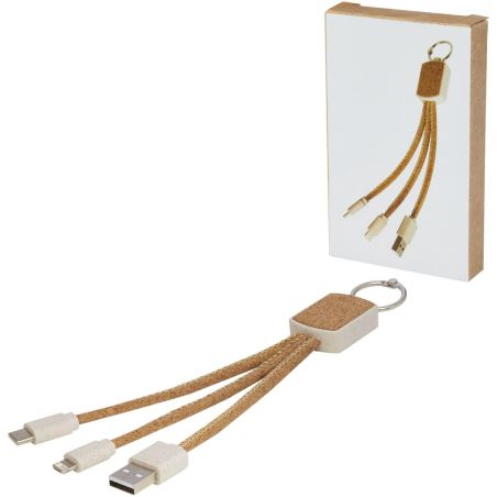 Cable de carga 3 en 1 de paja de trigo y corcho Personalizada 6124294