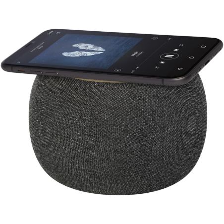 Altavoz de bambú/RPET Bluetooth® y base de carga inalámbrica Personalizado 6124318