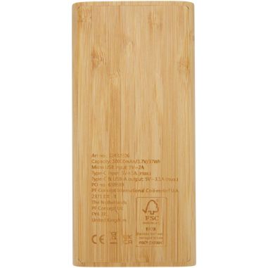 Batería externa de 10,000 mAh de bambú...