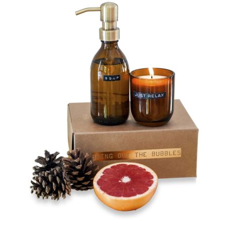 Dispensador de jabón de manos de 200 ml y juego de velas perfumadas de 150 g con fragancia de bambú Personalizada 6126308