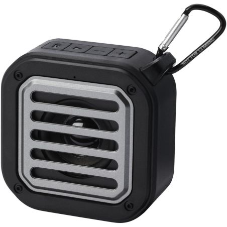 Altavoz solar Bluetooth IPX5 de 3W con mosquetón en plástico reciclado con certificación RCS Personalizado 6124347