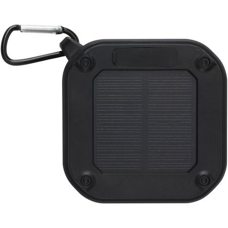 Altavoz solar Bluetooth IPX5 de 3W con mosquetón en plástico reciclado con certificación RCS Personalizado 6124347