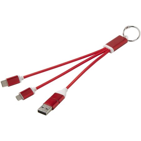 Cable de carga 4 en 1 de aluminio reciclado con llavero Personalizado 6124382