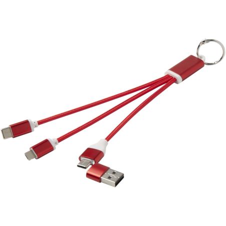 Cable de carga 4 en 1 de aluminio reciclado con llavero Personalizado 6124382