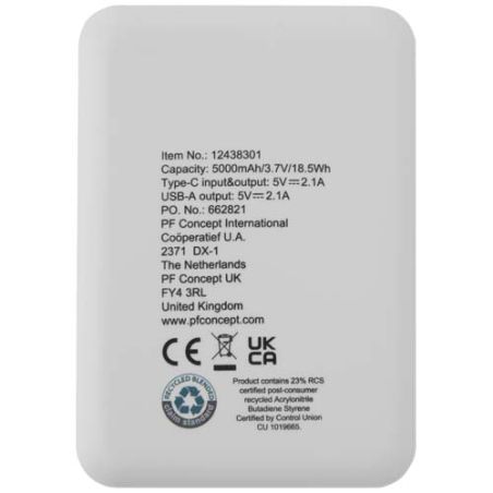 Batería externa tipo C de plástico reciclado de 5000 mAh Personalizada 6124383