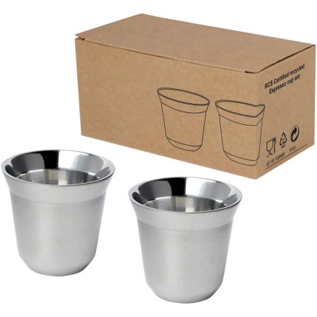 Juego de tazas para espresso de acero inoxidable de 80 ml con certificado RCS Personalizada 6100804
