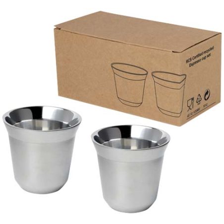 Juego de tazas para espresso de acero inoxidable de 80 ml con certificado RCS Personalizada 6100804