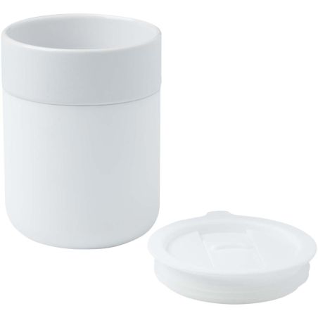 Vaso de cerámica de 330 ml con agarradero de silicona y tapa de plástico Personalizado 6100808