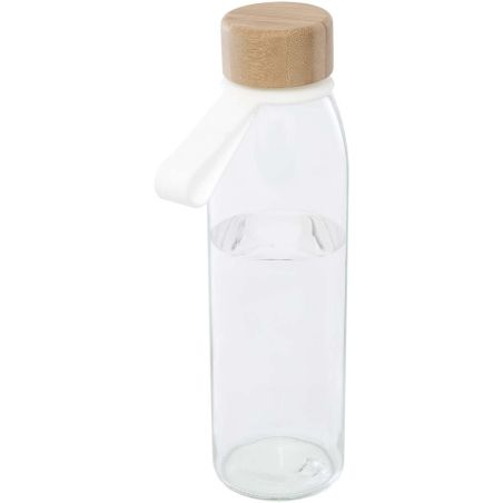 Botella de cristal de 500 ml con asa de silicona y tapa de bambú Personalizada 6100853