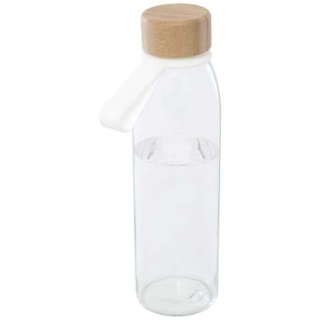 Botella de cristal de 500 ml con asa de silicona y tapa de bambú Personalizada 6100853