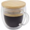 Taza de vidrio de 250 ml con tapa de bambú Personalizada 6113419 - Imagen 1