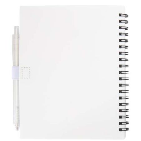 Juego de libreta de tapa blanda y bolígrafo de plástico reciclado (tinta azul) Personalizada 6106298