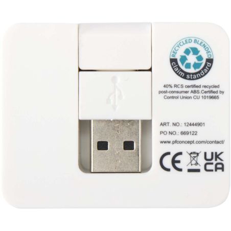 Hub USB de 4 puertos con salida USB-A y tipo-C y doble entrada fabricado con plástico reciclado Personalizado 6124449
