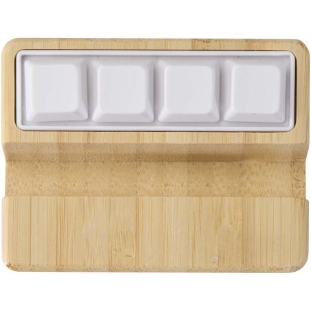 Soporte para teléfono de plástico reciclado con juguete y detalles de bambú Personalizado 6124466