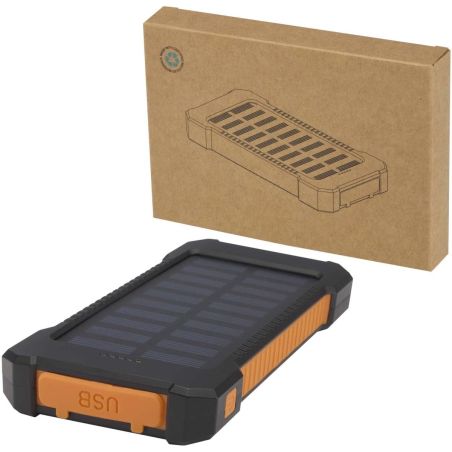 Batería externa solar de 5000 mAh y 10 W de plástico reciclado robusto con linterna incorporada Personalizada 6124471