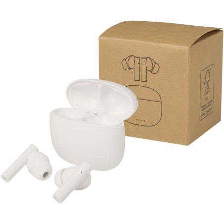 Auriculares True Wireless Bluetooth® de plástico reciclado con almohadillas de silicona Personalizada 6124482