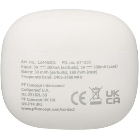 Auriculares True Wireless Bluetooth® de plástico reciclado con almohadillas de silicona Personalizada 6124482