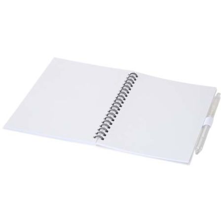 Juego de libreta de tapa blanda y bolígrafo de plástico reciclado (tinta azul) Personalizada 6106298