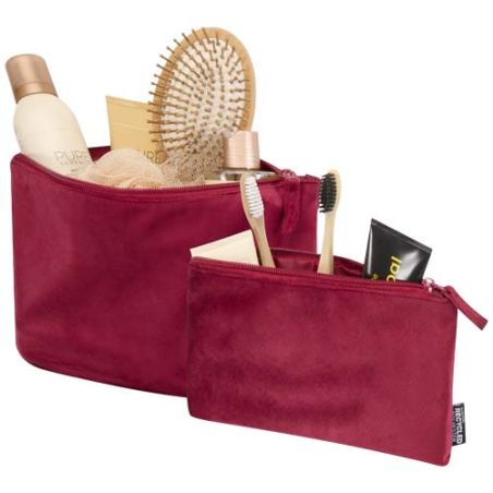 Set de neceseres de terciopelo reciclado con certificado GRS Personalizado 6120769