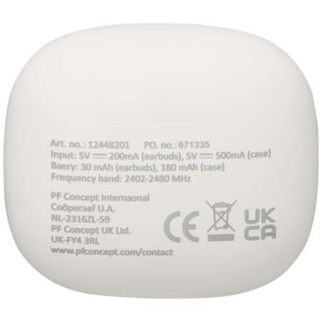 Auriculares True Wireless Bluetooth® de plástico reciclado con almohadillas de silicona Personalizada 6124482