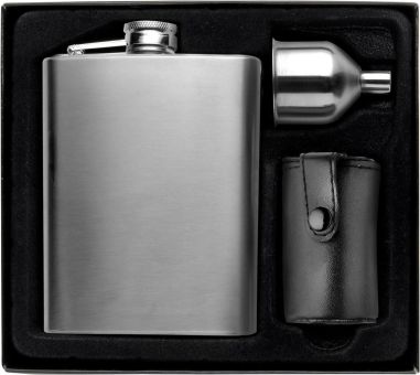 Set con petaca de acero inox. Personalizada 102807