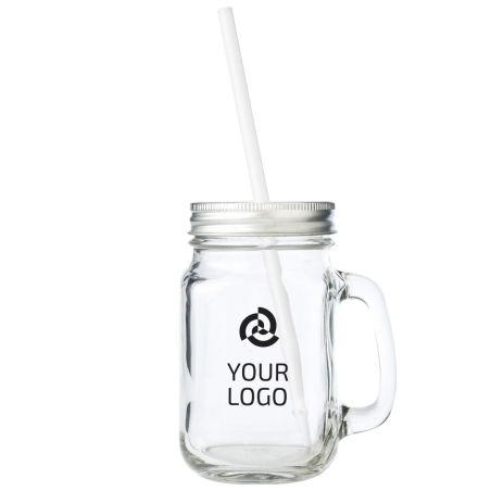 Jarra de Vidrio con Tapa y Caña Personalizada | Goodie
