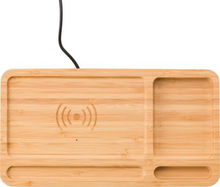 Cargador y Organizador de Bambú Personalizado | Goodie