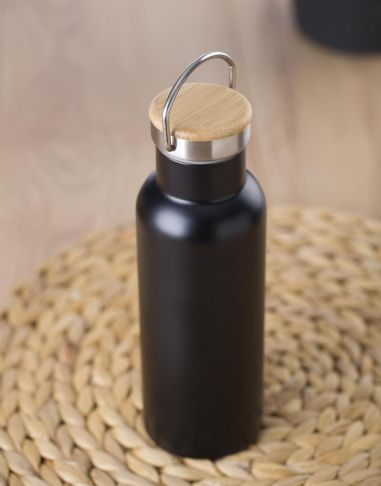Botella Termo de Acero Inoxidable con Bambú Personalizada | Goodie
