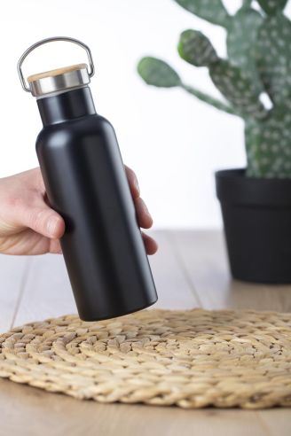 Botella Termo de Acero Inoxidable con Bambú Personalizada | Goodie