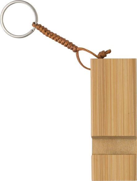 Soporte para Móvil de Bambú con Llavero Personalizado | Goodie