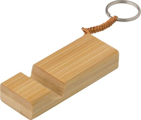 Soporte para Móvil de Bambú con Llavero Personalizado | Goodie