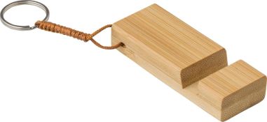 Soporte para Móvil de Bambú con Llavero Personalizado | Goodie