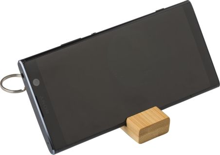 Soporte para Móvil de Bambú con Llavero Personalizado | Goodie