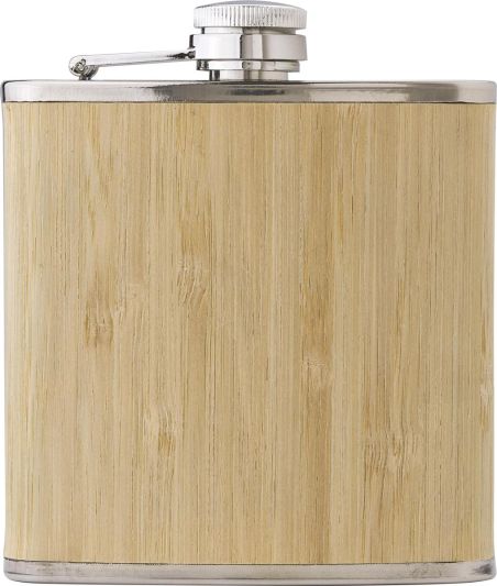 Petaca de Acero Inoxidable y Bambú Personalizada | Goodie