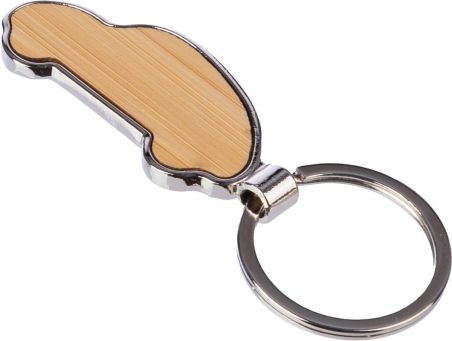 Llavero de Zinc y Bambú con Forma de Coche Personalizado | Goodie