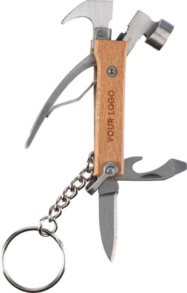 Llavero Multiherramienta de Bambú Forma de Martillo Personalizado | Goodie